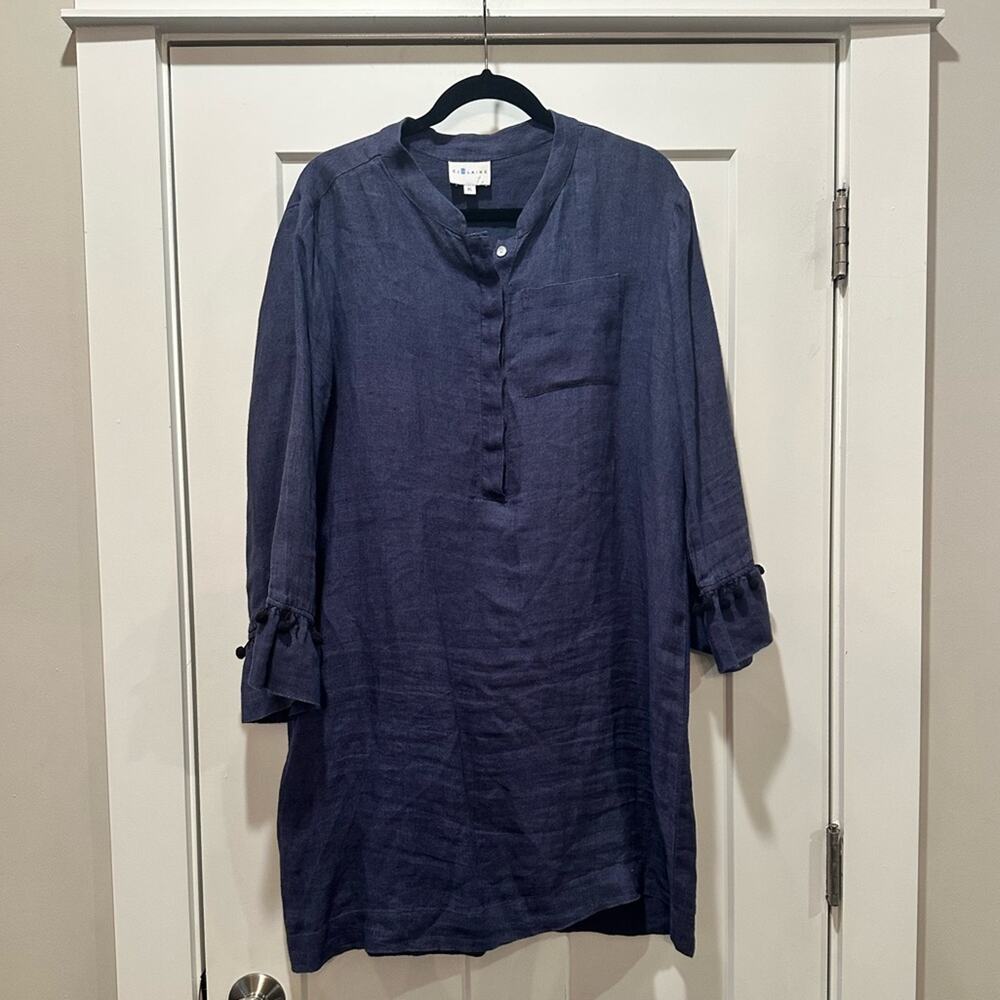 CJ Laing Navy Linen Tunic Dress Cover Up Size XL - Picture 2 of 11